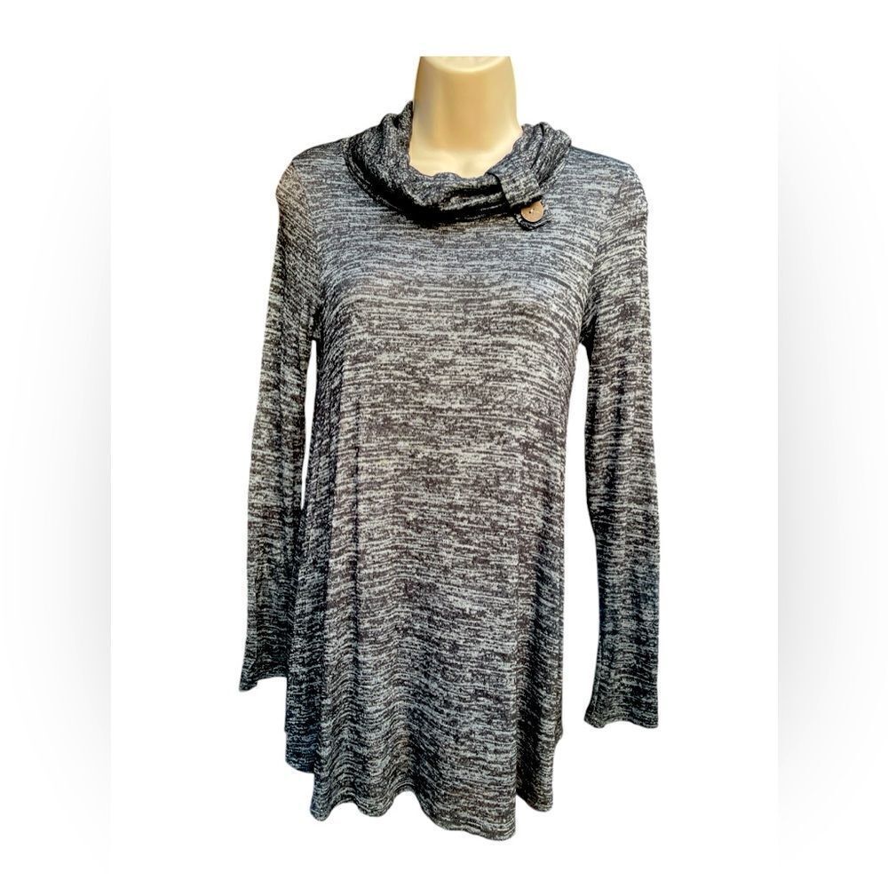 Twenty second Charcoal Grey Heathered Sequin Elbow Patch turtleneck sweater